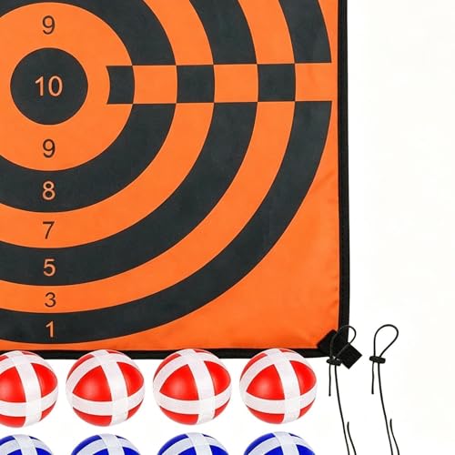 Trampoline Dart Board Toys – Plush Cloth PP 72x72cm | Interactive Adhesive Game Set | Kids Dart Board Sticky Ball Target Wall Game Trampoline Accessory for Home Garden Park Training Club Use