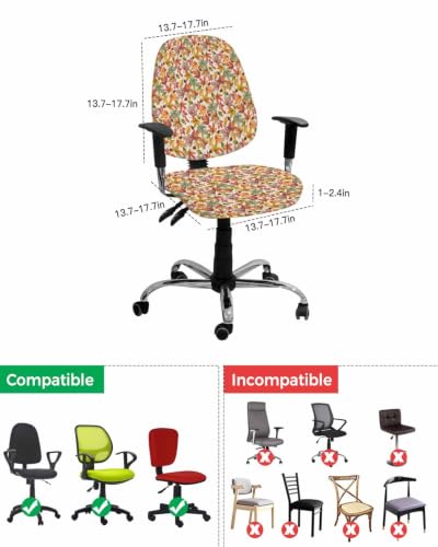 Savannan Office Chair Cover, Fall Thanksgiving Fall Leaves Protective Stretch Elastic Universal Cover for Desk Task Chair,Computer Rotating Chair 1 Pcs Pastoral Gradient Leaves
