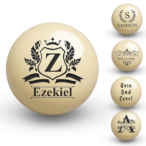 Personalized Billiards Cue Ball with Pouch, Engrave Text or Logo, Custom Monogram 57mm Cue Ball, Birthday Gifts for Dad, Husband, Billiards Player, Wedding