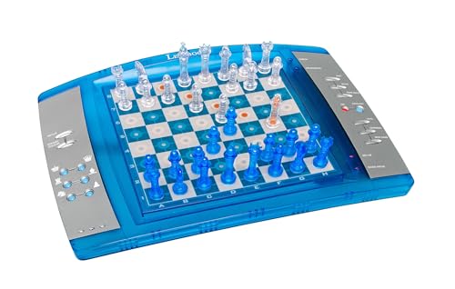 Lexibook ChessLight, Electronic Chess Game with Touch-Sensitive Keyboard and Light and Sound Effects, 64 Levels of Difficulty, Battery or Plug, Blue/Grey, LCG3000US - style: LCG3000US