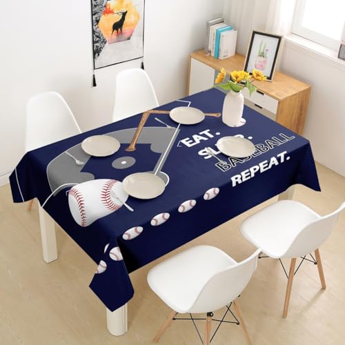 Baseball Sports Kids Tablecloths,Baseball Bat Ball Games Table Cover for Boys Man,Geometric Abstract Baseball Field Table Cloth,Dark Blue Fashion Table Accessories for Kitchen,Rectangle 55"x71" - color: Multi 03, size: 71" x 55" (Rectangular)