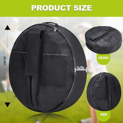 Arrowbash Disc Golf Basket Carrying Bag 26.8''D x 8.4''H Portable Golf Basket Transit Bags Water Resistant Oxford for 12 Chain or 24 Chain Golf Targets Basket Storage, Black (Basket Not Included)