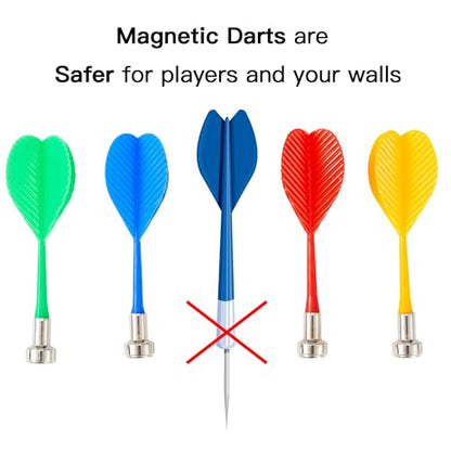 HELLO PAPAYA 12Pcs Magnetic Darts Accessories for Magnet Dart Board,4 Colorful Safe Plastic Darts Replacement Dart,for Kids Adults Target Game Toys
