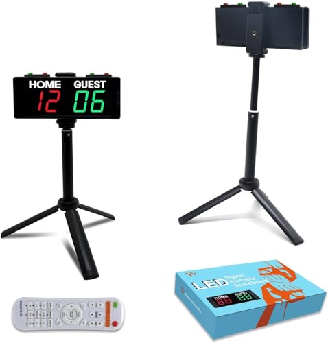 YZ Battery Powered Scoreboard Clock Timer with Buttons, Portable Digital Scoreboard with Remote, Electronic Scoreboard with Stand, Cornhole Score Keeper for Outdoor Yard Games/Shuffleboard/Pickleball - color: red+green