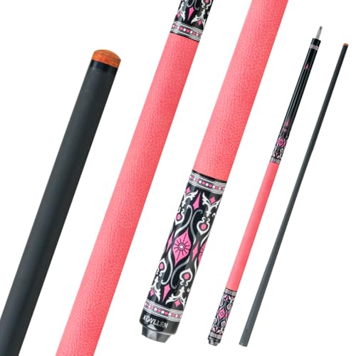 KONLLEN Carbon Fiber Pool Cue Stick 58-inch Professional Pool Sticks for Adults Full Carbon Technology Low Deflection Pool Cue Billiard Cues with 12.5mm Tip (Easy to Control, Pro Taper, Ultra-Smooth) - color: 012 pink