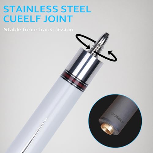 CUEELF Carbon Fiber Pool Cue Stick Leather Wrap Professional Low Deflection Billiard Cue Stick 12.5mm Carbon Fiber Technology Pool Cue - color: CA-SC-WHITE