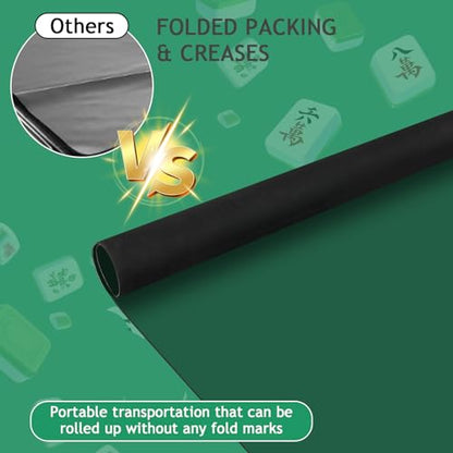 34.5"x34.5" Large Rubber Mahjong Mat Anti Slip and Noise Reduction Play Mat for Mahjong, Board Games, Dominoes, Tile Games Tabletop Cover Poker Mat with Carrying Bag(Green) - color: Green 2