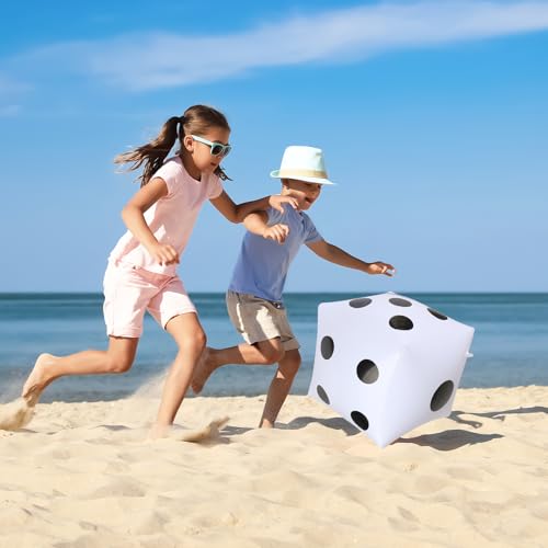 11.8 inch Giant Inflatable Dice for Lawn Outdoor Floor Pool Beach Party (White)