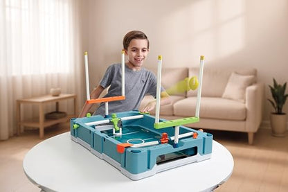 EastPoint 5-in-1 Tabletop Stadium Game Center - Teal, Plastic - Foosball Table Competition - Air Hockey Table for Kids Fun - Pinball Machine & Football Games Variety