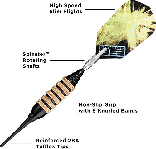 Viper Spinning Bee Soft Tip Darts with Casemaster Storage/Travel Case, 16 Grams - color: Black