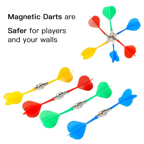 HELLO PAPAYA 12Pcs Magnetic Darts Accessories for Magnet Dart Board,4 Colorful Safe Plastic Darts Replacement Dart,for Kids Adults Target Game Toys