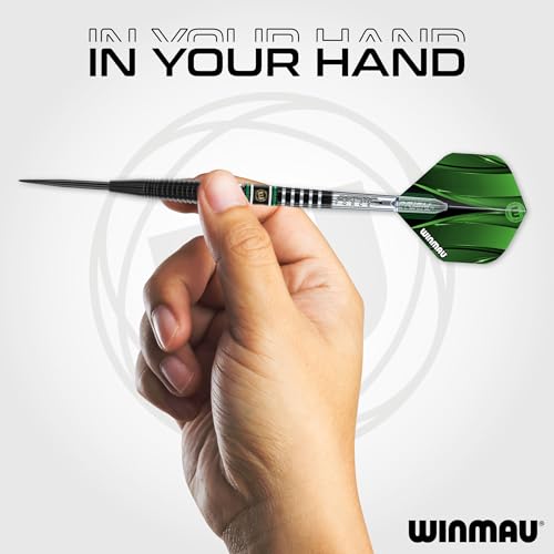 Winmau Sniper Black Professional Darts Set - 90% Tungsten Darts with Flights & Shafts - Match-Weighted Barrels for Steel Tip & Soft Tip Darts - Available in 18g to 24g Weights - size: 23G - Steel Tip