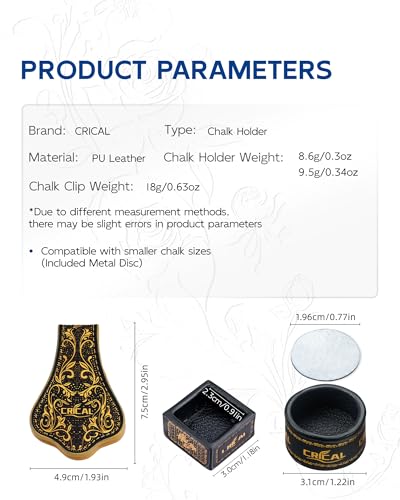 CRICAL Portable Magnetic Pool Chalk Holder Square Chalk Cube Holder Billiard Cue Accessory Gift Idea - color: CL-ChalkHolder Black Gold-RS