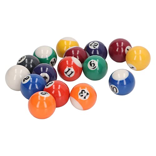 16pcs Mini Billard Balls, Mini Billard Balls, Billiard Balls Pool Balls Set, Impact Resistant Eco Friendly Resin Small Pool Table Balls Set for Kids Game Room 32mm, Mini Pool Table Accessories