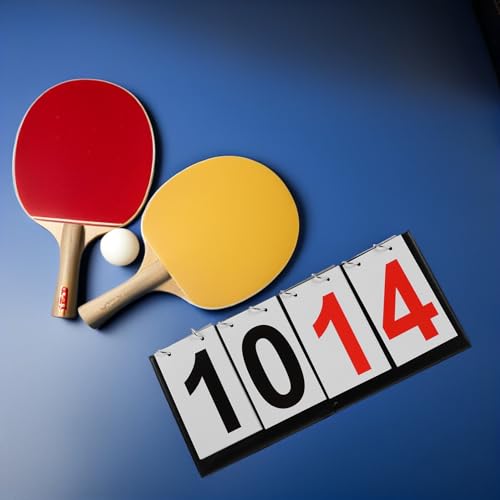 POPETPOP Portable Tabletop Scoreboard with Dual Tone Flip Display Manual Score Counter for Basketball Table Tennis Cornhole and Multi-Sport Game Nights Plastic Construction with Stable Desk