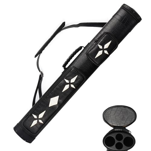 GSE Games & Sports Expert 2x2 Deluxe Hard Billiard Pool Cue Stick Carrying Case, Billiard Cue Case, Billiards Accessories (Several Colors Available) - color: Deluxe Oval - Black/White Star
