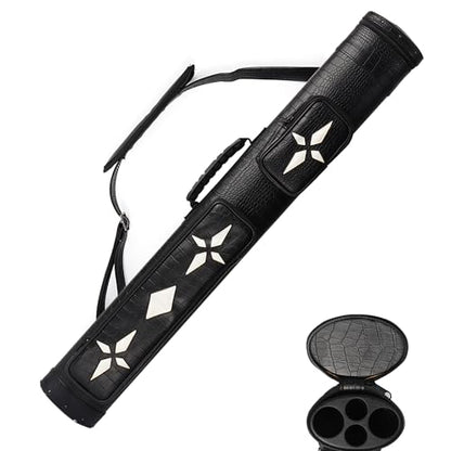 GSE Games & Sports Expert 2x2 Deluxe Hard Billiard Pool Cue Stick Carrying Case, Billiard Cue Case, Billiards Accessories (Several Colors Available) - color: Deluxe Oval - Black/White Star