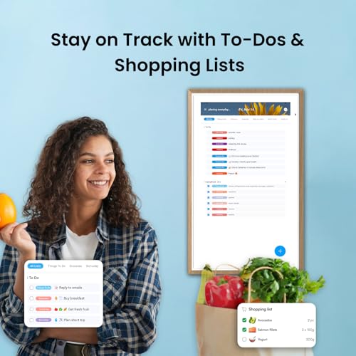 Apolosign 27-inch Digital Calendar & Smart Family Wall Planner, No Subscription, Calendar & Dashboard Dual-Mode System, Shared Touchscreen Display with Calendar Sync, Chore Charts & Family Scheduling Hub, Wall Mount Included (Teak) - color: Teak