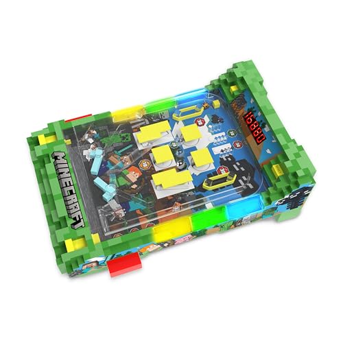Minecraft: Arcade Pinball - Overworld - Lights & Sounds Tabletop Game, LED Scoreboard, Vibrating Bumpers, Gutter Detection, Licensed, Adults & Kids 6+