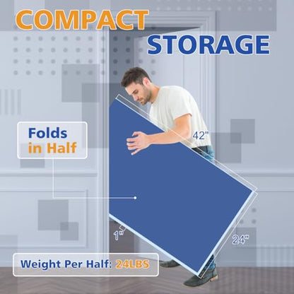7x4ft Foldable Ping Pong Conversion Top – Portable Mid-Size Table Tennis Tabletop for Indoor Game Room, Easy Storage & Setup