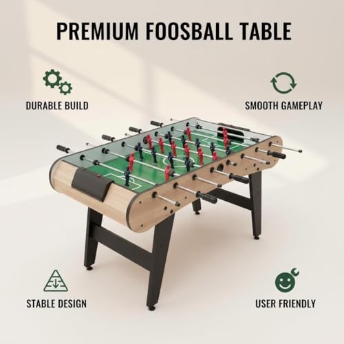 48'' Soccer Table, Large Size Foosball Game Table for Adult, Football Table with Cup Hloders & Sturdy Leg for Game Rooms & Parties, Light Brown - size: 48''-Soccer Table Light Brown