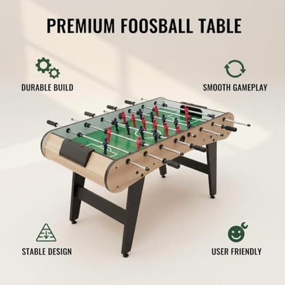 48'' Soccer Table, Large Size Foosball Game Table for Adult, Football Table with Cup Hloders & Sturdy Leg for Game Rooms & Parties, Light Brown - size: 48''-Soccer Table Light Brown