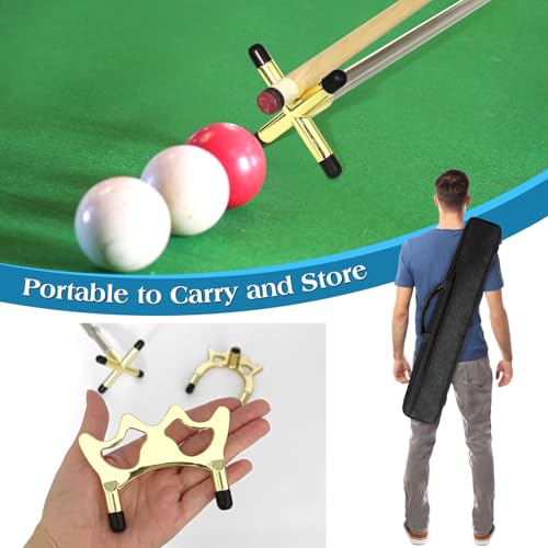 Retractable Pool Cue Bridge Stick Set with 3 Removable Brass Bridge Heads Snooker Billiards Stick Bridge Pool Table Accessories Adjustable Pool Cue Rest for Precision