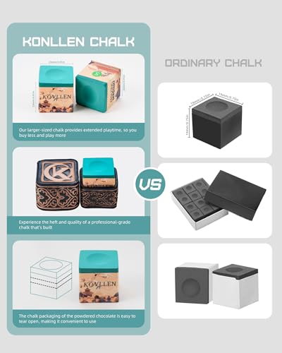 KONLLEN Billiard Chalk, Nano High Grip Pool Cue Chalk, Low Dust, Long Lasting, Fewer Miscues, Enhanced Spin Control, Professional Chalk for Pool Cue Tips (S/M/H) - color: 004 S Green 1