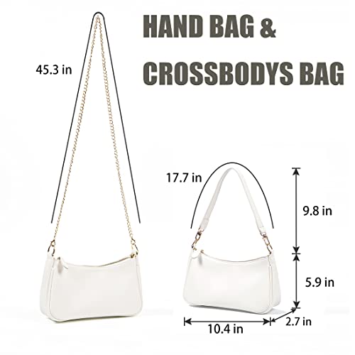 VODIU Clutch Tote Handbags with 2 Removable Straps and Zipper Closure Crossbody Bags Shoulder Purse Handbag for Women - color: White