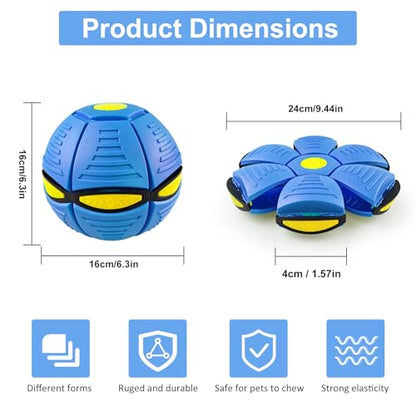 Magic Bouncing Ball 6-Light Dual Form – Pop up, Meta Ball Metaball Transforming Design – Flying Saucer Bouncy – Interactive Bouncing Balls for Parent-Child Interaction – Gift Pack – Blue - color: Blue