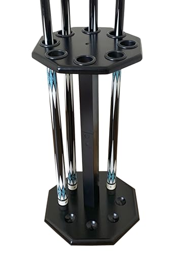 Freestanding Billiard Cue Rack, Pool Table Accessories Hold 8 Cues, Pool Cue Stick Holder, Wooden Floor Stand Pool Cue Holder for Billiard Game Room (Black) - color: Black