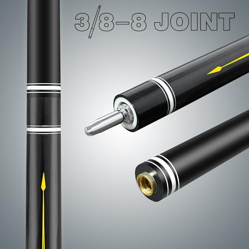 HomeSeason Fiberglass Pool Cue Stick 21oz Cue Sticks 58" Professional Low Deflection Billiard with Screw-in Extension and Leather Bag - color: 21oz(Gold）
