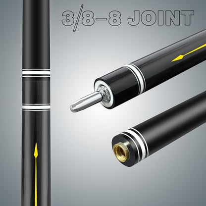 HomeSeason Fiberglass Pool Cue Stick 21oz Cue Sticks 58" Professional Low Deflection Billiard with Screw-in Extension and Leather Bag - color: 21oz(Gold）