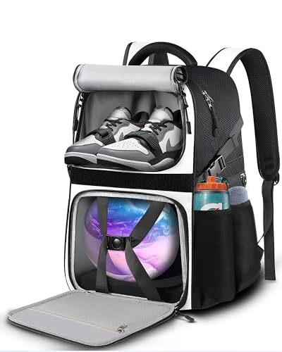 LOINTET Bowling Ball Bag, Single Bowling Backpack with Shoe Totes Bag Up to Size 16, Padded Ball Holder Bag, Accessories Gifts for Lovers/Player, Black - color: White
