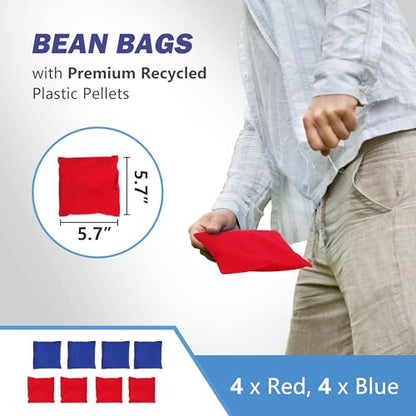 Nova Microdermabrasion Cornhole Game Set Includes 8 Regulation Bean Bags 2 Aluminum Cornhole Boards w/Carrying Case for Beach Lawn, Tailgating Party Backyard BBQ - style: 3ft X 2 ft