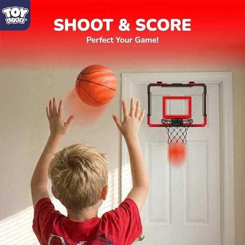 TOY Life Basketball Hoop Over The Door Basketball Hoop Room Office Mini Hoop Basketballs Hoop Indoor Kids Teens Adults Basketball Toy Basketball Goal with 4 Balls - color: Black-Classic