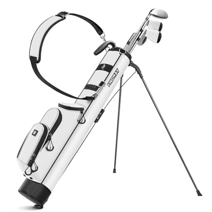 Findway Golf Stand Bag, [Upgraded Generous Space] Small Golf Bag for Driving Range, Par 3 & Executive Courses, Lightweight Sunday Golf Club Carry Bag with 3 Pockets - color: White