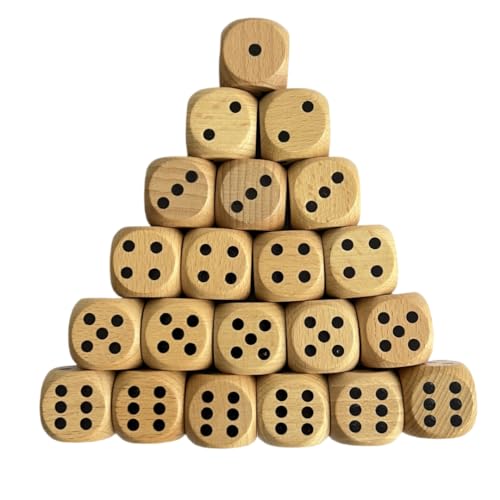 Premium 16-Piece Natural Wooden Dice Set with Clear Window Gift Box - 25mm Eco-Friendly Rounded Corner Dice for Board Games, Math Learning, Teaching & DIY Crafting - Rustic Tabletop Decor