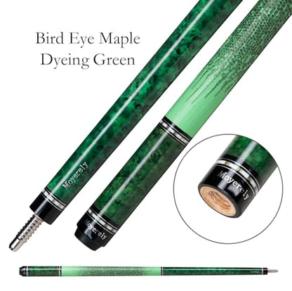 Carbon Fiber Pool Cue,11.8mm/12.5mm Low Deflection Cue Stick,Professional Pool Stick with Case - color: Bird Eye Maple_Green, size: 11.8mm