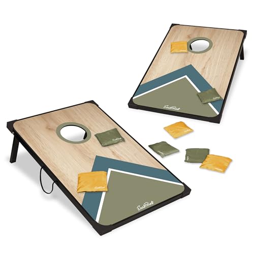 EastPoint 2' x 3' MDF Cornhole Board Set - 2 Boards & 8 Bean Bags - Bean Bag Toss with Storage & Carry Handles - Durable MDF for Outdoor Family Games - Tailgate Games & Beach Play - color: Trailside