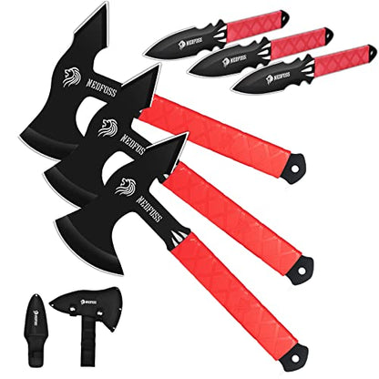NEDFOSS Bear Throwing Knives Axes Set, 11.7" Throwing Axes and Tomahawks | Axe Throwing Axe w/ TPR Handle, Axe Throwing Game for Backyard Recreation, Easter Halloween Christmas Gift for Women Men - style: Throwing Combo