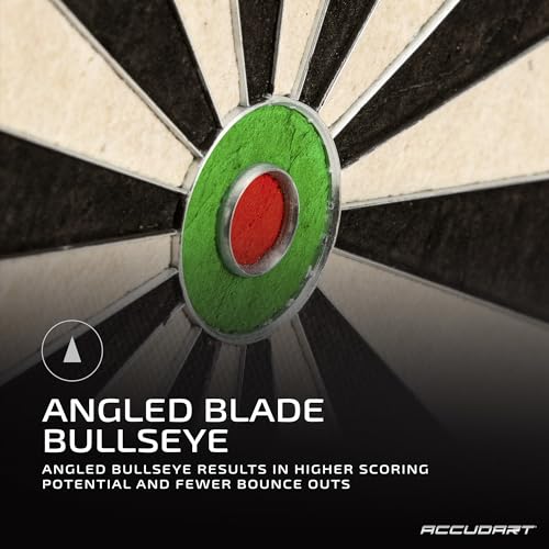Accudart Edge Bristle Dartboard – Premium Brazilian Sisal, Razor‑Thin Spider, Rotating Metal Number Ring, Increased Playing Area, Super Thin Bullseye – Ideal for Steel‑Tip Darts
