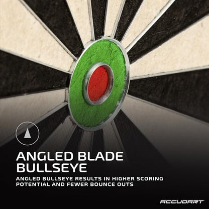 Accudart Edge Bristle Dartboard – Premium Brazilian Sisal, Razor‑Thin Spider, Rotating Metal Number Ring, Increased Playing Area, Super Thin Bullseye – Ideal for Steel‑Tip Darts