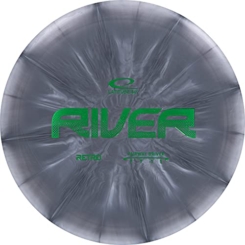 Latitude 64 Retro Burst River | Disc Golf Fairway Driver | Easy-to-Throw Disc Golf Driver for Beginners | Straight Flying | 170g+ Frisbee Disc | Unique Burst Patterns | Gray - color: Gray