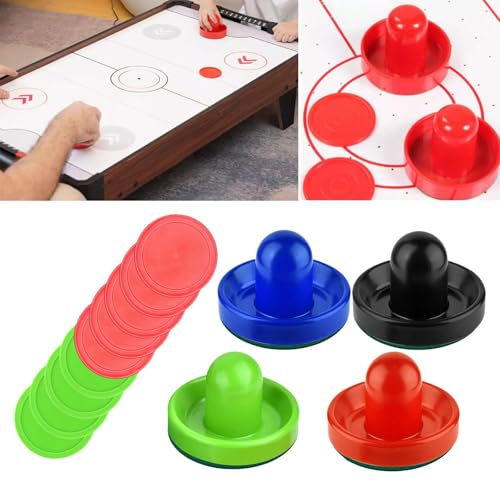 4 Pieces Air Hockey Pushers Large Tabletop Strikers Game Table Paddles Felt Bottom Suitable for Family Games Kids Adult Indoor Play