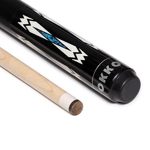 OKKO B-Series Professional Pool Billiard Cue Stick 58”, 13 mm Tip, w/Canadian Maple Shaft (18-21 oz) Hard Round Case & Accessories - style: B-2 (19 oz)