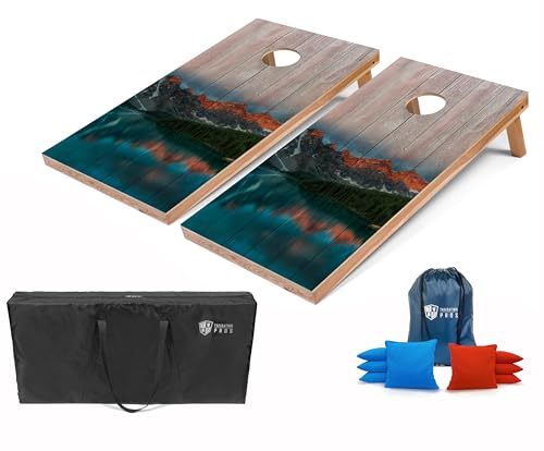 Tailgating Pros Lightweight Regulation Cornhole Boards – 2x4 ft, Portable & Durable with Bright, Fun Printed Designs – Outdoor Game Set for Backyard, Tailgating & Beach - color: Mountain Reflection