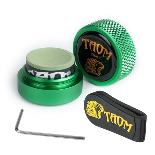 TAOM Pool Chalk Holder Round Shaped Practical Tool Billiards Accessories Magnetic Mini Chalk Tip Case Container Round Box Billiards - color: 4-Green with V10 Green Chalk and Clip