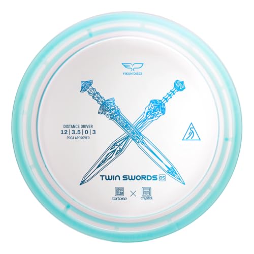 yikundiscs Yikun Twin Swords Understable Distance Driver| Pro Worlds 2025 Limited Edition | Beginner-Friendly Max-Distance Disc | Wind-Resistant & Easy-Glide Control | PDGA Approved 170-175g - color: transparent blue