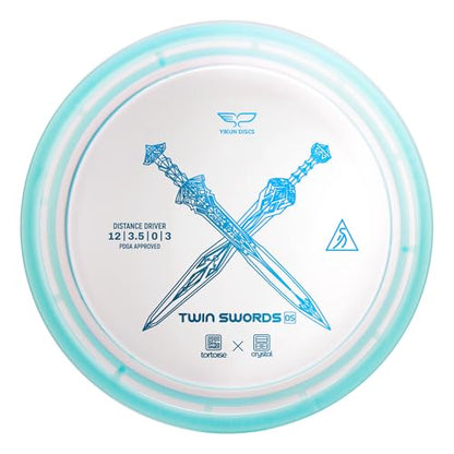 yikundiscs Yikun Twin Swords Understable Distance Driver| Pro Worlds 2025 Limited Edition | Beginner-Friendly Max-Distance Disc | Wind-Resistant & Easy-Glide Control | PDGA Approved 170-175g - color: transparent blue